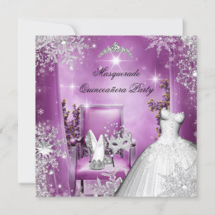 Invitation Quinceanera Masquerade Magique Princesse rose