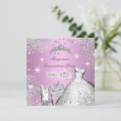 Invitation Quinceanera Masquerade Magique Princesse rose (Debout devant)