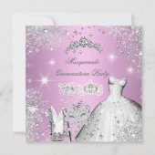 Invitation Quinceanera Masquerade Magique Princesse rose (Devant)