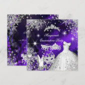 Invitation Quinceanera Masquerade Magique Princesse violet (Devant / Derrière)