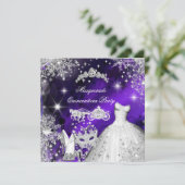 Invitation Quinceanera Masquerade Magique Princesse violet (Debout devant)