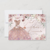 Invitation Quinceanera Merci Dusty Rose Parties scintillant c (Devant)