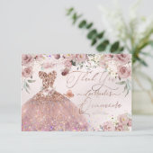 Invitation Quinceanera Merci Dusty Rose Parties scintillant c (Debout devant)