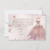 Invitation Quinceanera Merci Dusty Rose Parties scintillant c (Dos)