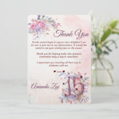 Invitation Quinceañera Merci Note (Debout devant)