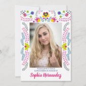 Invitation Quinceanera mexicaine Fiesta Party Photo blanche (Devant)