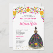 Invitation Quinceanera Mexicaine Fiesta Princesse robe (Devant)