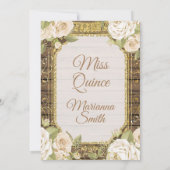 Invitation Quinceañera mexicaine Miss Quince dorée (Dos)