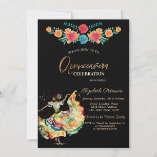 Invitation Quinceanera mexicaine Senorita Fiesta Fleurs