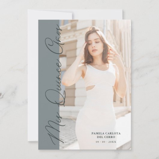 Invitation Quinceañera Minimalist Photo Funny Typography (Devant)