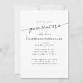Invitation Quinceanera minimaliste moderne Script de fête d'a (Devant)