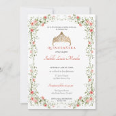 Invitation Quinceañera mis quince Tiara Floral (Devant)