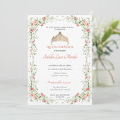 Invitation Quinceañera mis quince Tiara Floral (Debout devant)