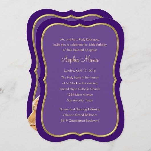 Invitation Quinceanera N'importe quelle couleur avec une conc (Devant / Derrière)