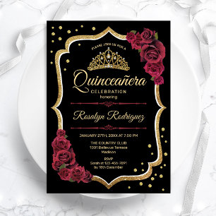Invitation Quinceanera - Noir Bourgogne