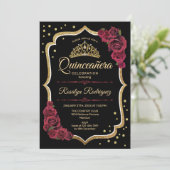 Invitation Quinceanera - Noir Bourgogne (Debout devant)