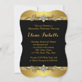 Invitation Quinceanera noir et or (Dos)