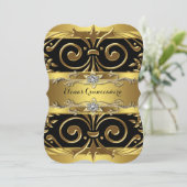 Invitation Quinceanera noir et or (Debout devant)