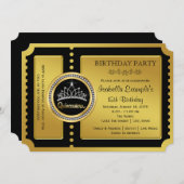 Invitation Quinceanera noir et or fête d'anniversaire (Devant / Derrière)