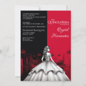 Invitation Quinceañera noir et rouge (Devant)