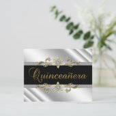Invitation Quinceanera Noir Or Argent (Debout devant)