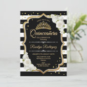 Invitation Quinceanera - Noir Or Blanc (Debout devant)