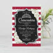 Invitation Quinceanera - Noir Rouge Blanc Argent (Debout devant)