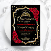 Invitation Quinceanera - Noir Rouge Or