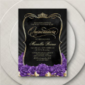 Invitation Quinceañera noir violet or