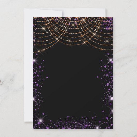 Invitation Quinceanera noir violet or parties scintillant pou (Dos)