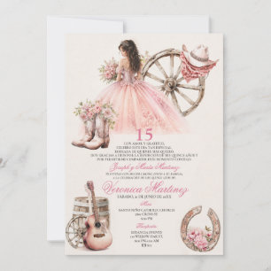 Invitation Quinceañera occidentale Charra XV Ans Princesse