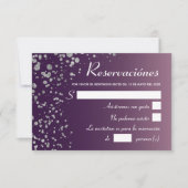 Invitation Quinceanera Ombre violet argenté espagnol RSVP (Devant)