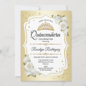Invitation Quinceanera - Or blanc (Devant)