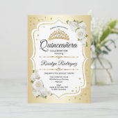 Invitation Quinceanera - Or blanc (Debout devant)