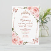 Invitation Quinceañera Or et Rose (Debout devant)