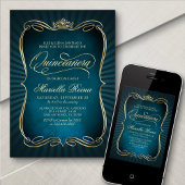 Invitation Quinceañera Or et Sarcelle