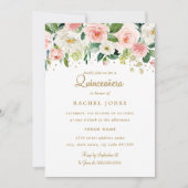 Invitation Quinceanera Or Floral Blush (Devant)