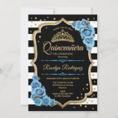Invitation Quinceanera - Or noir bleu (Devant)