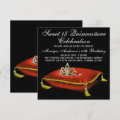 Invitation Quinceanera Or Noir Et Or (Devant / Derrière)