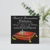 Invitation Quinceanera Or Noir Et Or (Debout devant)