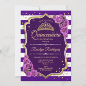 Invitation Quinceanera - Or pourpre (Devant)