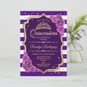 Invitation Quinceanera - Or pourpre (Debout devant)