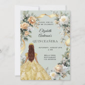 Invitation Quinceanera or robe florales sauge vert (Devant)