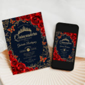 Invitation Quinceanera or rouge marine