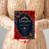 Invitation Quinceanera or rouge marine