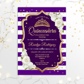 Invitation Quinceanera - Or violet blanc