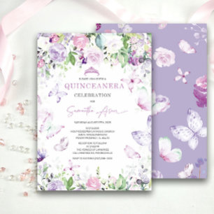 Invitation Quinceañera Orchidée Violette et Bleue