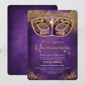 Invitation Quinceanera Paillette Violette (Devant / Derrière)