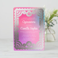 Quinceañera Papel Picado Fun Gradient Argent Rose