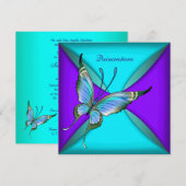 Invitation Quinceanera, papillon bleu turquoise 15e anniversa (Devant / Derrière)